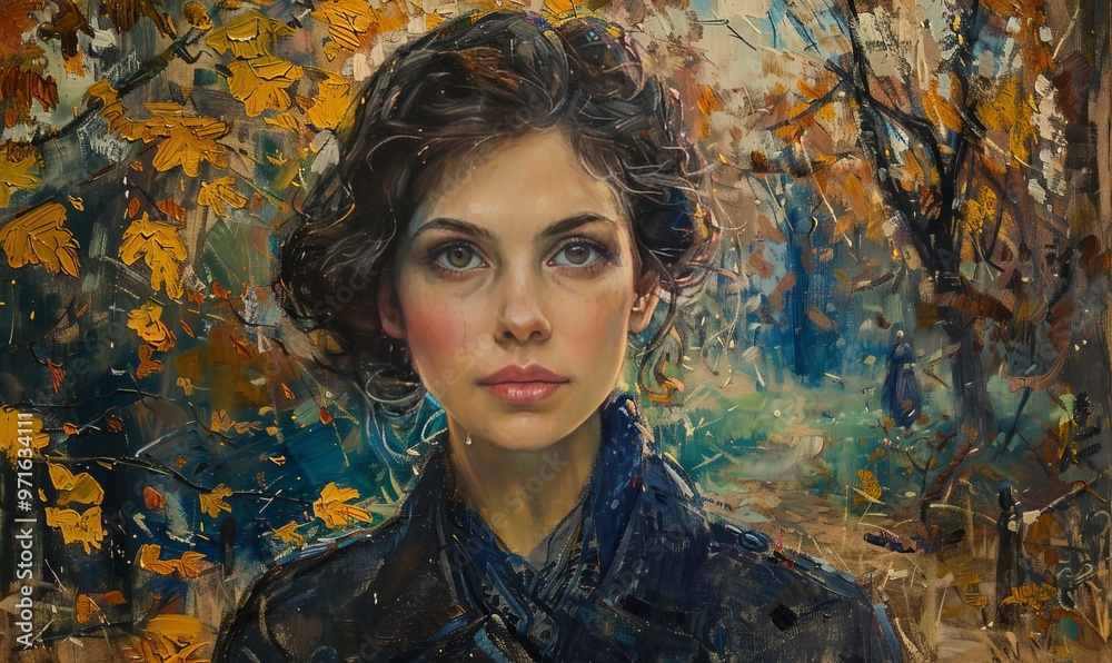 portrait of a woman in a park portrait of a woman in a park