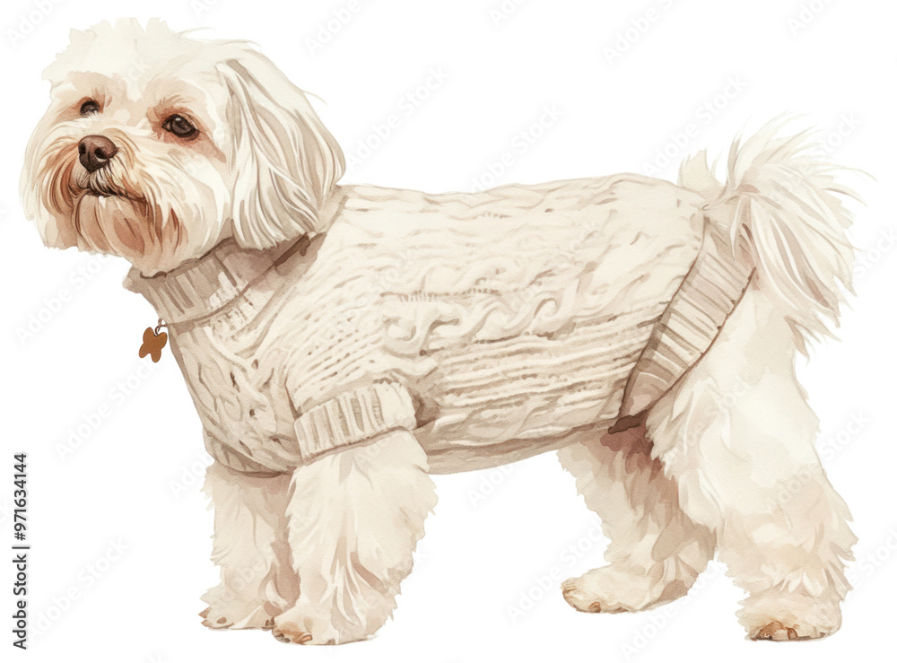 PNG Cute dog in cozy sweater PNG Cute dog in cozy sweater