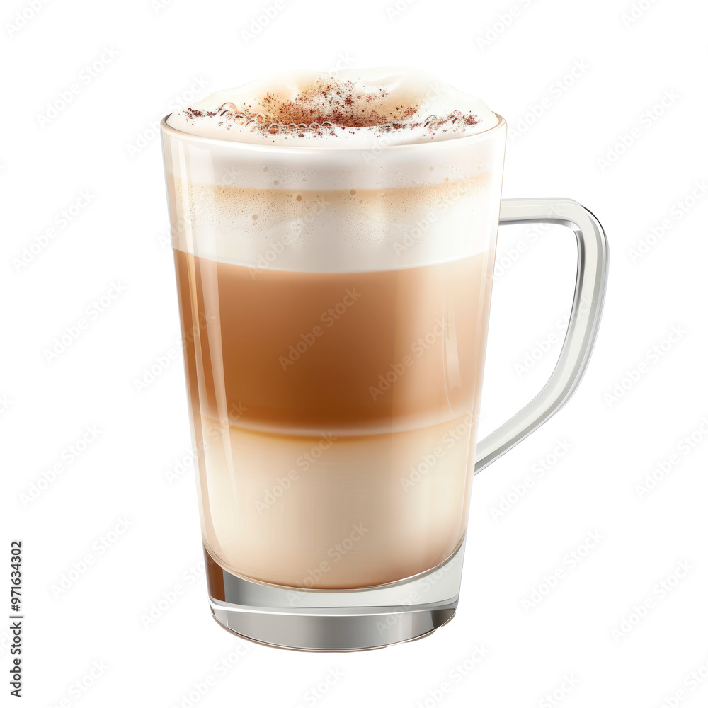 Cappuccino in a cup, isolated on transparent background. PNG element.