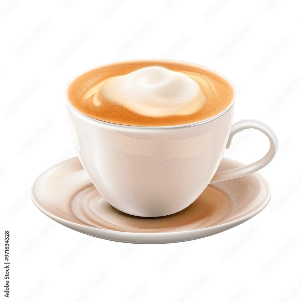 Cappuccino in a cup, isolated on transparent background. PNG element.
