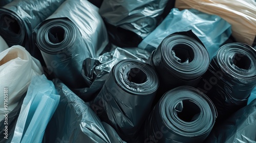 Rolls of Garbage Bags Collection. AI generated illustration