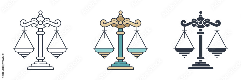Scales of Justice icon symbol vector illustration isolated on white background Scales of Justice icon symbol vector illustration isolated on white background