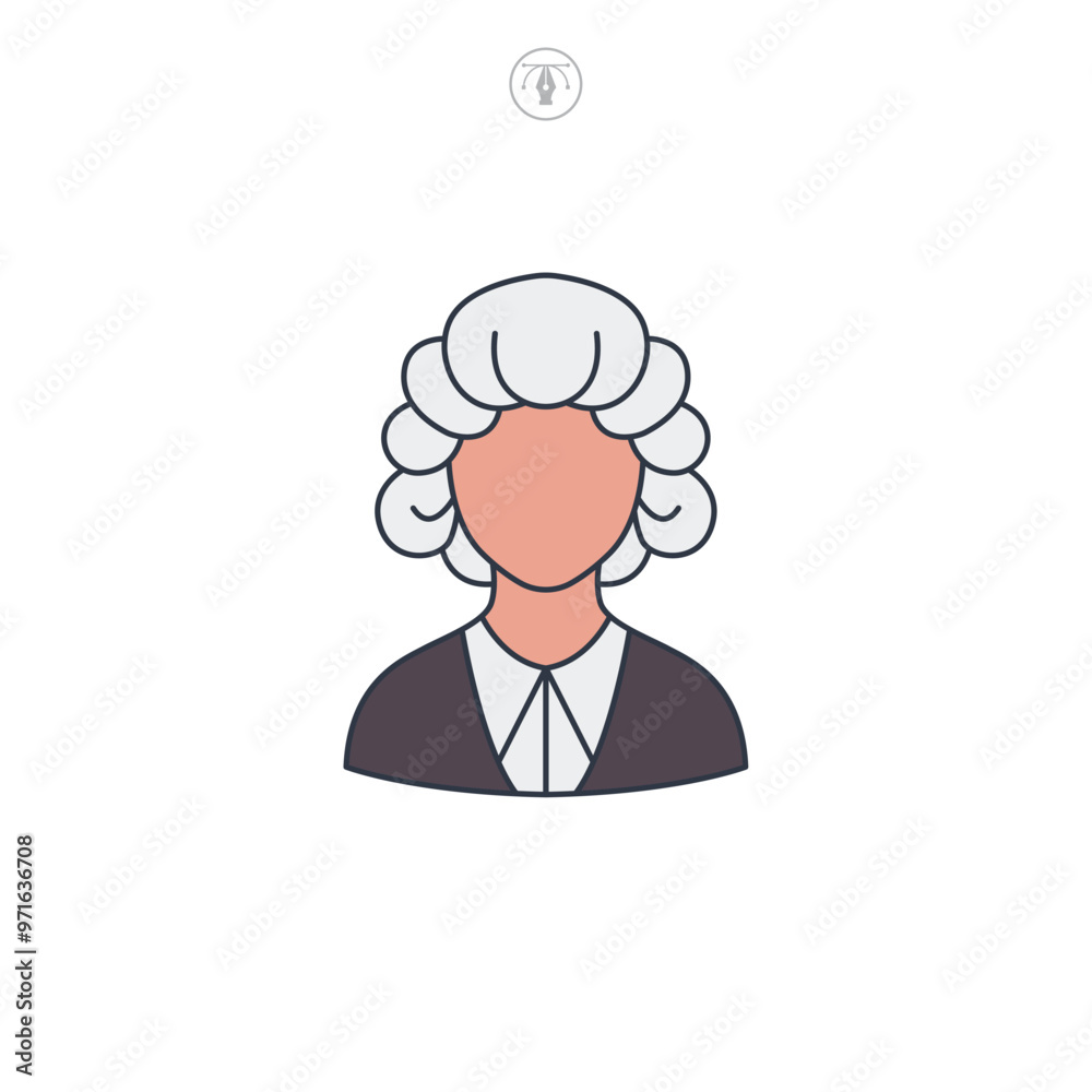 Barrister Wig icon symbol vector illustration isolated on white background Barrister Wig icon symbol vector illustration isolated on white background