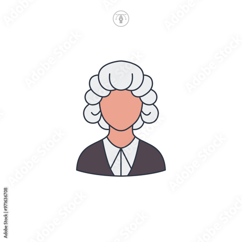 Barrister Wig icon symbol vector illustration isolated on white background