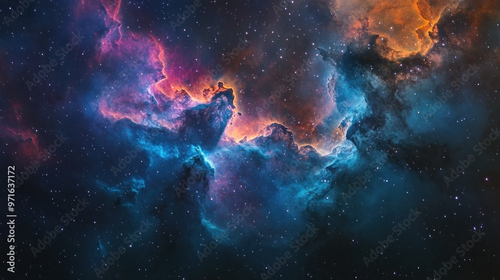 A vibrant cosmic scene showcasing colorful nebulae and stars in deep space. A vibrant cosmic scene showcasing colorful nebulae and stars in deep space.