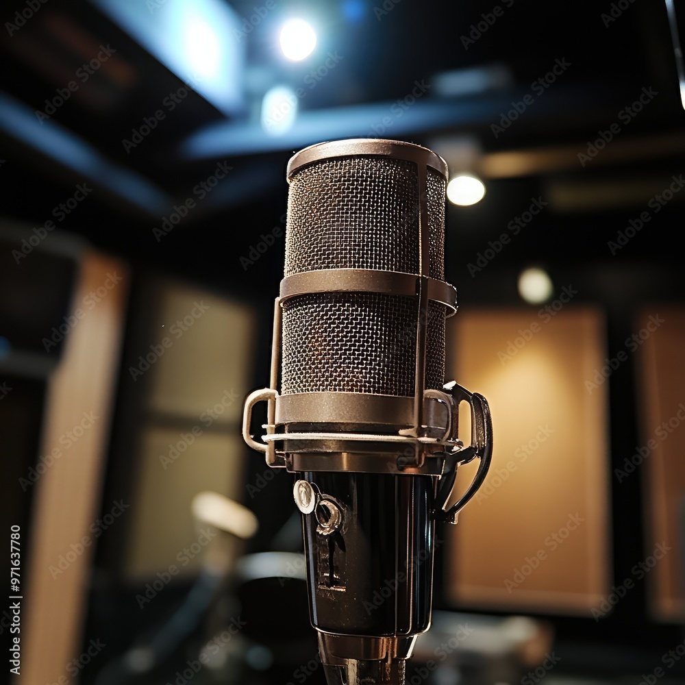 Professional Microphone in Recording Studio. AI generated illustration Professional Microphone in Recording Studio. AI generated illustration