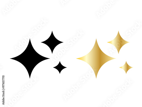 decorative stars in black and golden colors