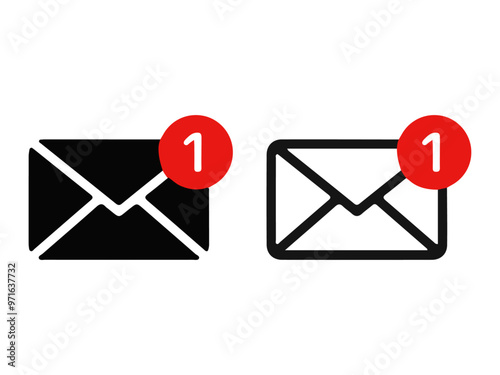 set of envelope symbol with notification