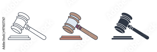 Gavel icon symbol vector illustration isolated on white background