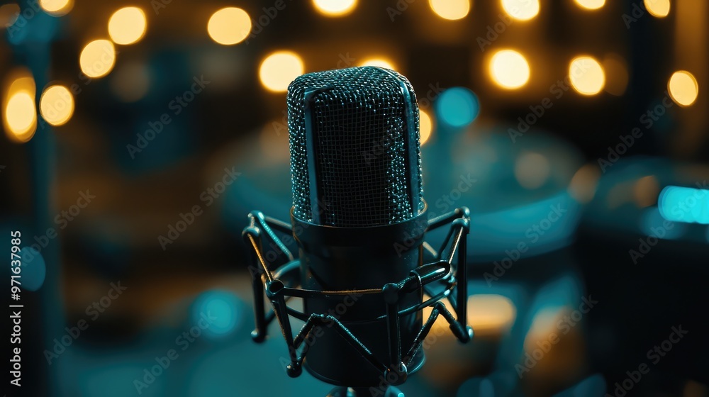 Professional Microphone in Recording Studio. AI generated illustration Professional Microphone in Recording Studio. AI generated illustration
