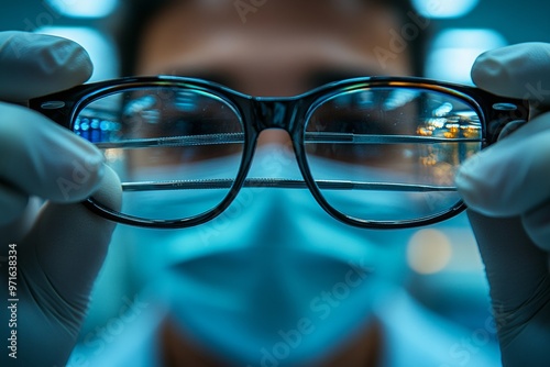 An eye doctor checks vision and eyes in the office, AI generated photo