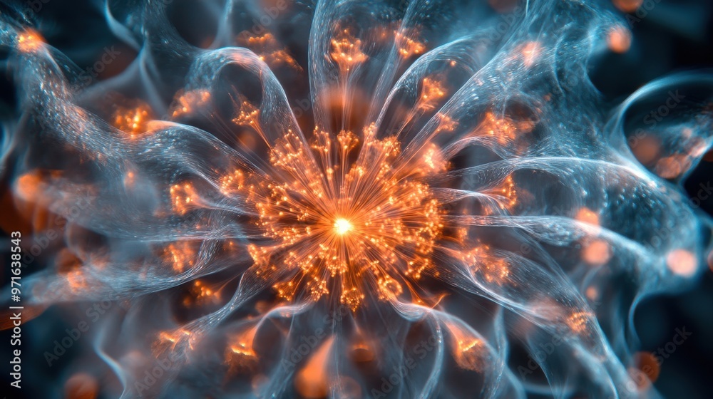 A display of transparent fireworks creating a magical effect against a dark backdrop A display of transparent fireworks creating a magical effect against a dark backdrop