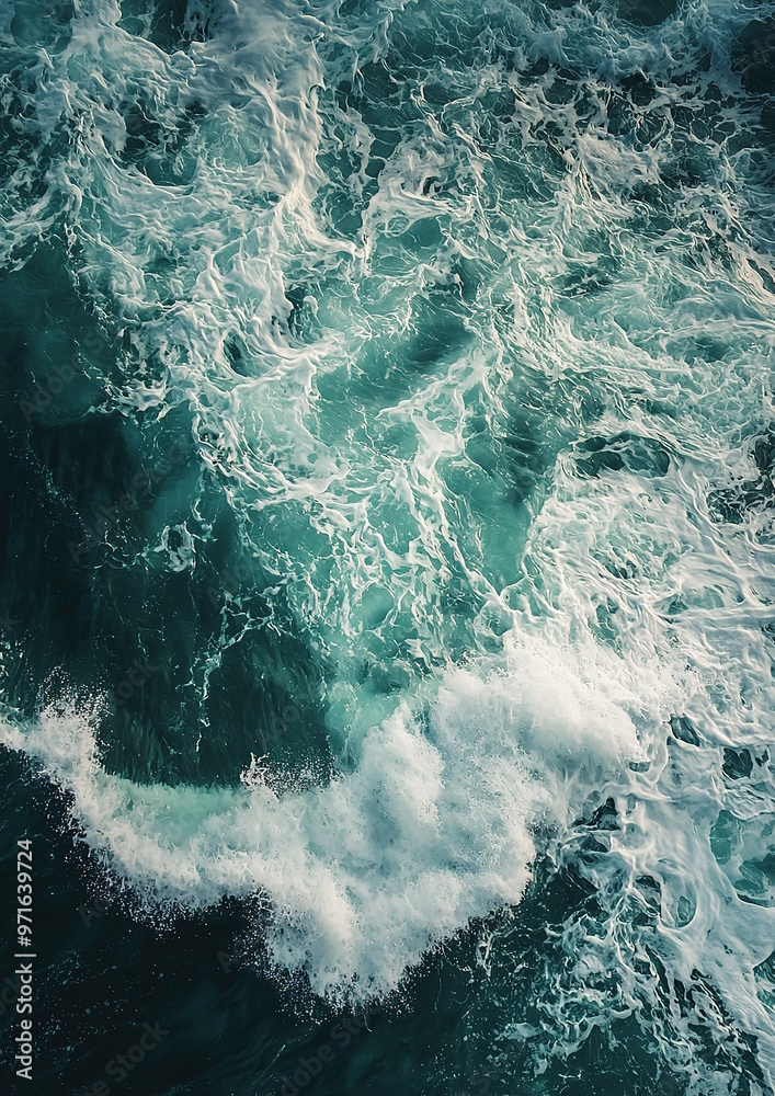Fototapeta premium Ocean waves, aerial view from above 