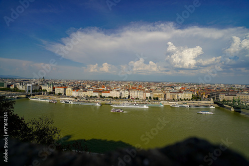 Photography panoramic view of Budapest from Gellert Hill