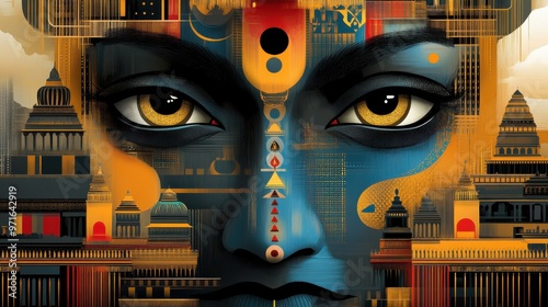 A modern Indian poster with a mix of traditional and contemporary design elements photo