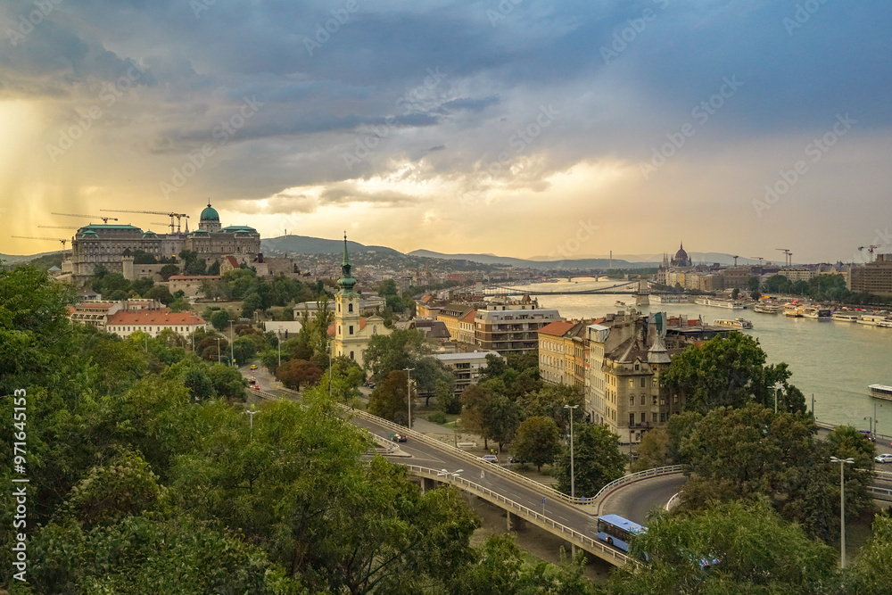 panoramic view of Budapest at golden hour panoramic view of Budapest at golden hour
