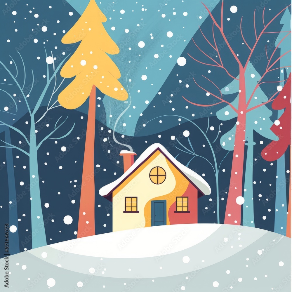 house in the winter forest. house in the winter forest.
