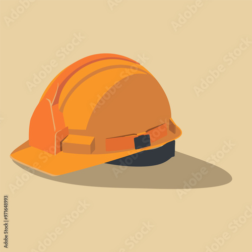 Adobe Illustrator Artwork. The construction helmet is orange. Head protection