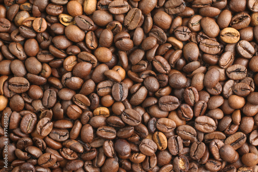 Close up of roasted coffee beans background Close up of roasted coffee beans background