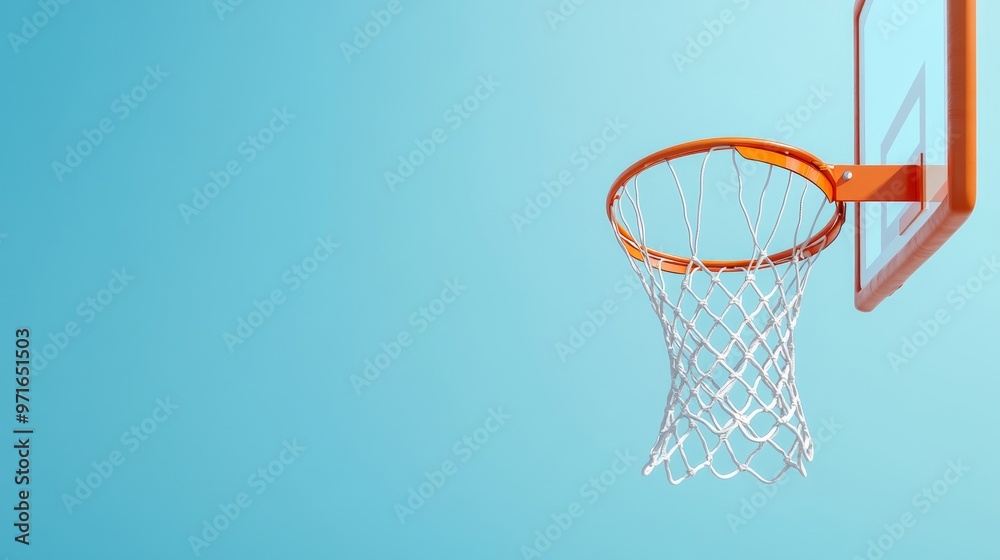 Perfect score in basketball, net and clear sky image.