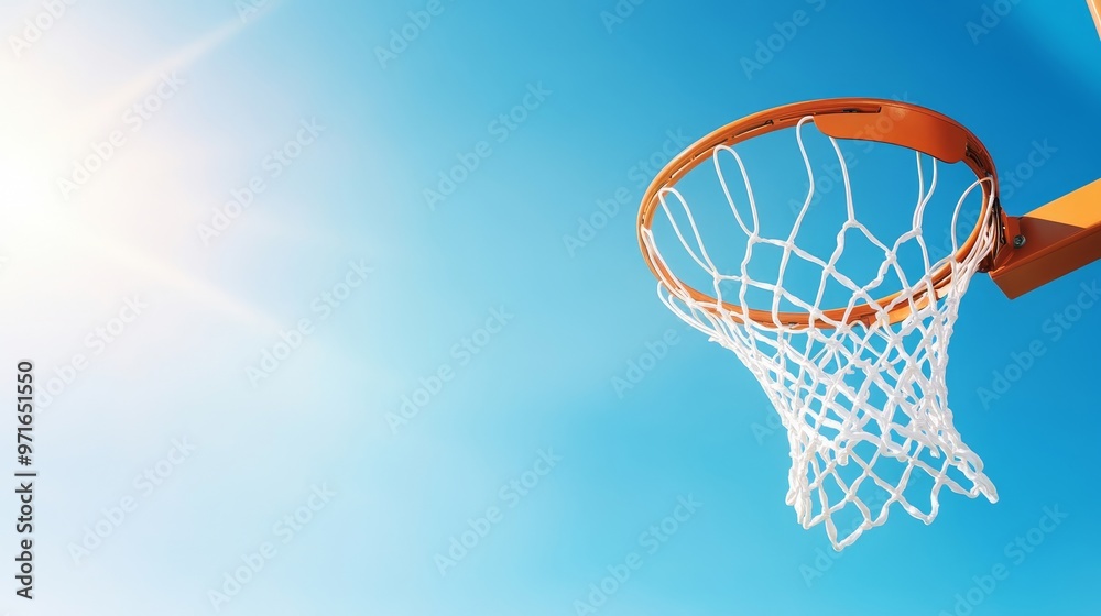 Perfect score in basketball, net and clear sky image. Perfect score in basketball, net and clear sky image.