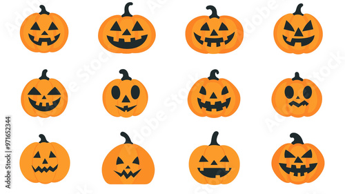 Halloween pumpkin icons sheet transparent PNG Illustration 