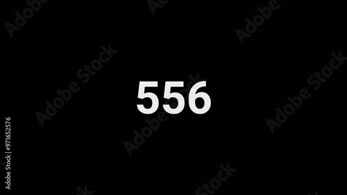 Number counter animation from 0 to 1,000 on a transparent background in 4k, Animated counting numbers from zero to one thousand for likes, views and amount concepts.