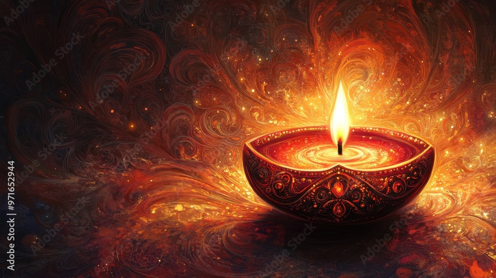 Hand-drawn Diwali candle clipart with intricate designs and soft, glowing effects Hand-drawn Diwali candle clipart with intricate designs and soft, glowing effects