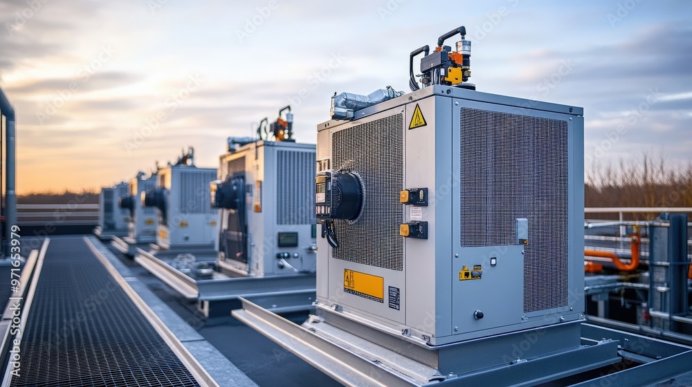 Industrial Air Compressors on Rooftop Installation