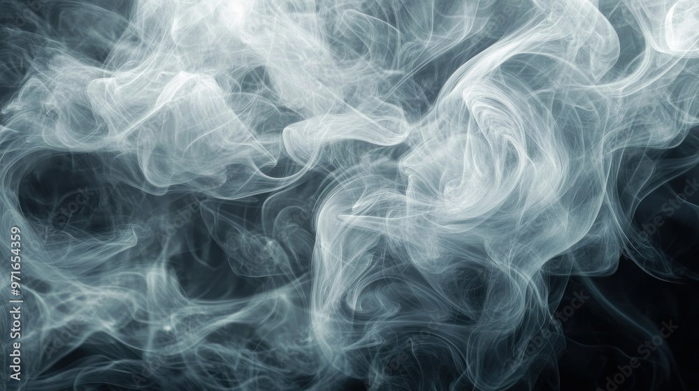 Obraz premium Abstract Swirls of White Smoke on a Dark Background