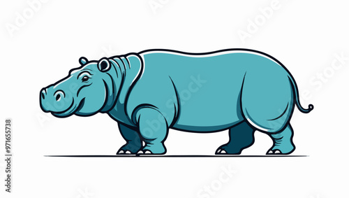 Hippopotamus Vector Illustration in the Wild