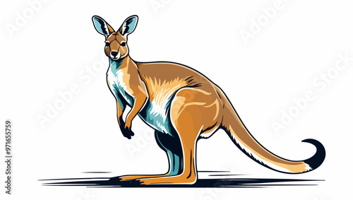 Wildlife Kangaroo Hopping through Grasslands