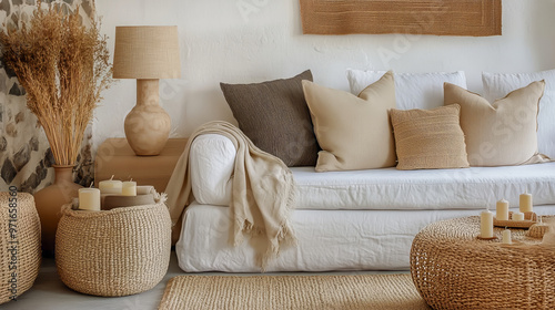 boheme modern living interior, bohemian home decor, boho chic interior, free-spirited interior, boheme style photo
