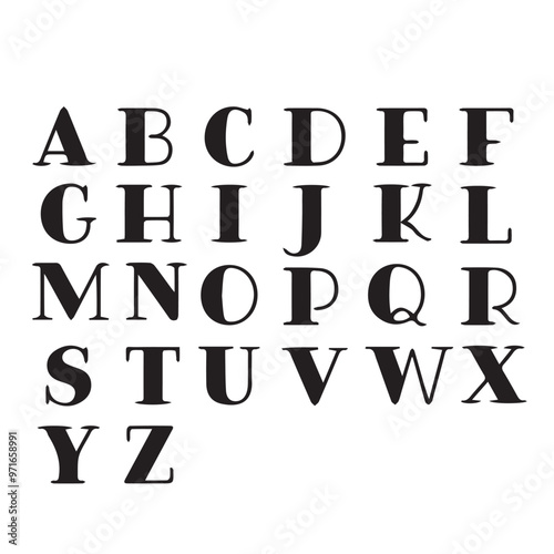 Capital letters of the alphabet. Stencil graffiti font. Vector typography is done with a bold brush. Capital letters in black ink with the possibility of changing the color and size.
