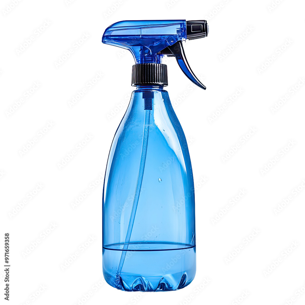 Blue spray bottle on black background. Blue spray bottle on black background.