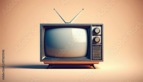 Old vintage television monitor screen with empty displays isolated background, flat view of computer screen, electronic device for showing detail.