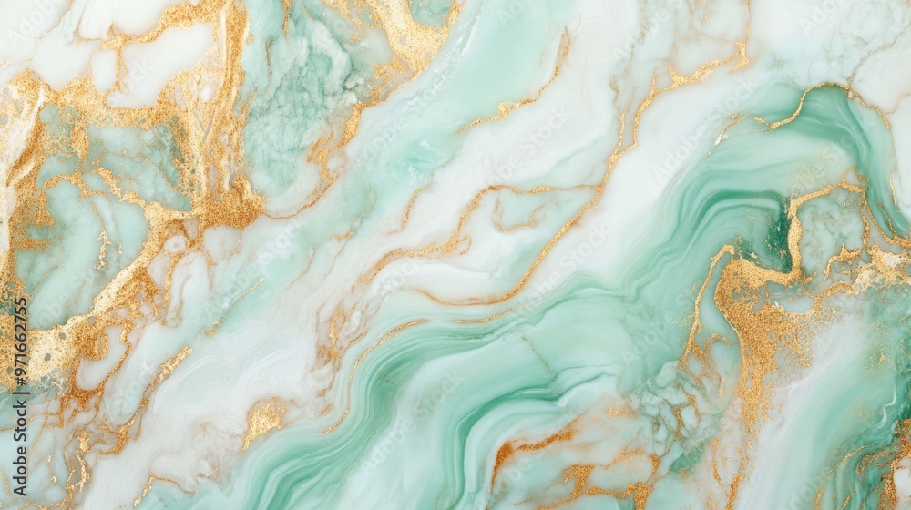Mint green and gold marble texture, fresh and luxurious marble generative ai Mint green and gold marble texture, fresh and luxurious marble generative ai