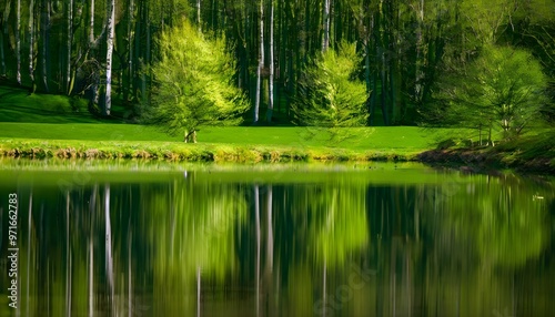 reflection of trees in the water