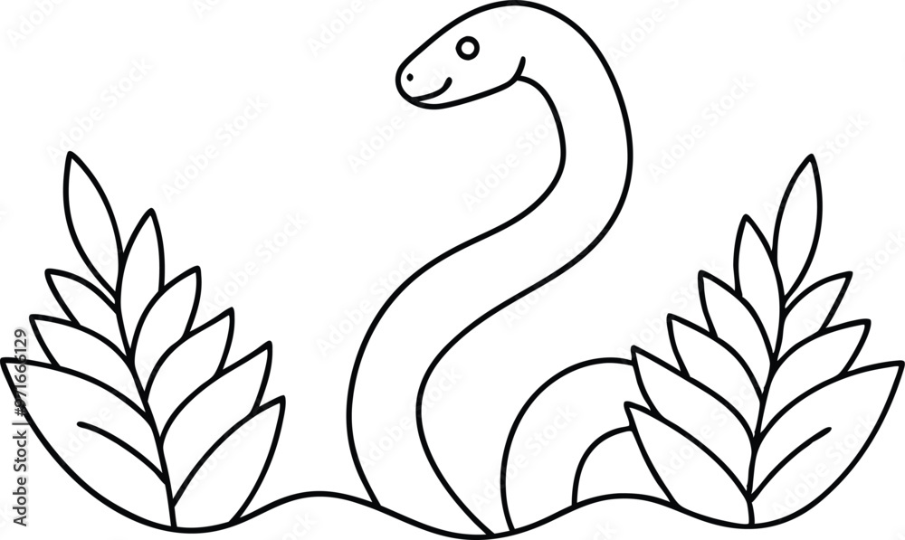 Fototapeta premium Snake in jungle vector illustration 
