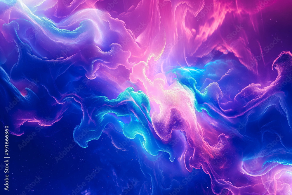 Obraz premium Abstract cosmic vibrant neon fractal wallpaper with space