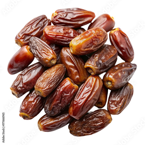 Pitted dates isolated on white from above Isolated on transparent background.