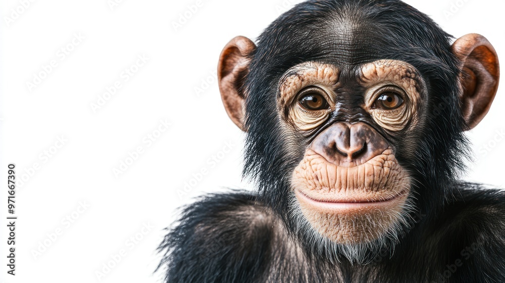 Close-up Portrait of a Young Chimpanzee with a Gentle Expression Close-up Portrait of a Young Chimpanzee with a Gentle Expression