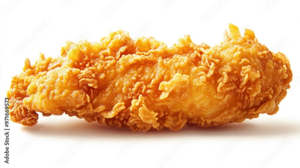 Crispy Golden Brown Chicken Tender Isolated on White Background Crispy Golden Brown Chicken Tender Isolated on White Background