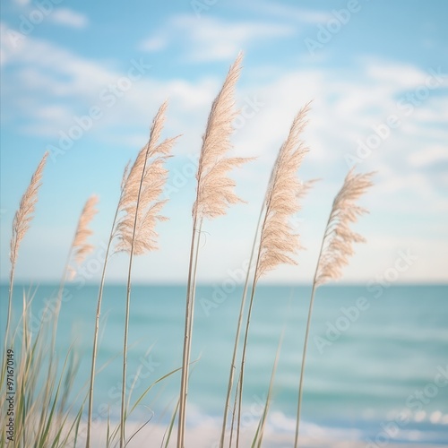 Fluttering Beach Grasses Choreographed by the Ocean Breeze photo