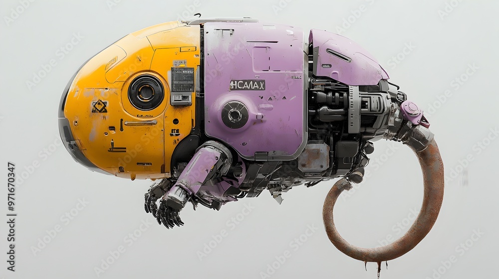 Pastel Robotic Monkey with Rusted Steel Tail Showcasing Futuristic Digital Design Pastel Robotic Monkey with Rusted Steel Tail Showcasing Futuristic Digital Design