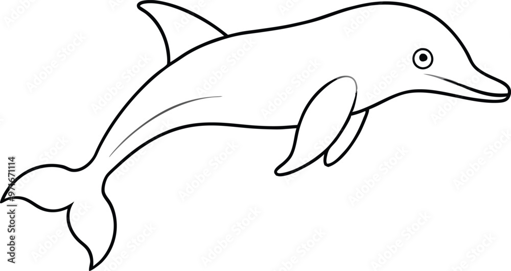 Fototapeta premium Elegant River Dolphin Swimming Line Art Vector