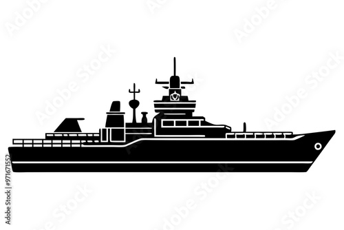 Warship icon, Warship silhouette vector collection