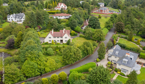 Luxury houses viewed from above in Kilmacolm photo