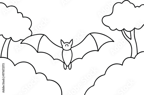 Wings of the Night Sky Vector Bat Flying High
