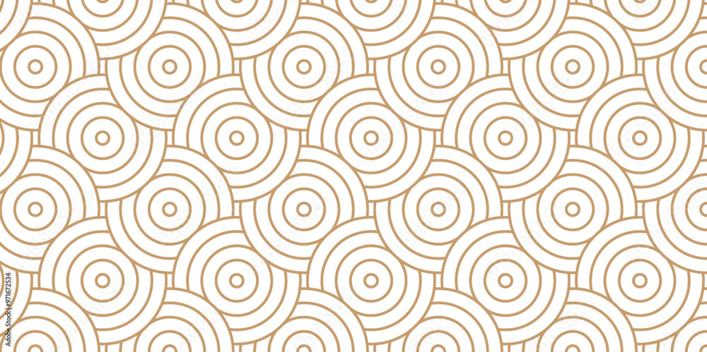 Abstract geometric wave pattern with curl Transparent vector circles fabric texture. Seamless overlapping pattern with wave line circle brown composed by round retro background. Abstract geometric wave pattern with curl Transparent vector circles fabric texture. Seamless overlapping pattern with wave line circle brown composed by round retro background.